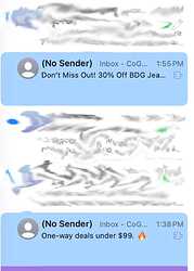 No Sender in inbox